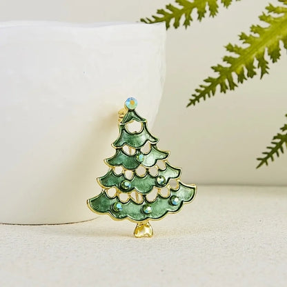 Fashion Pin Christmas Tree Alloy Inlay Rhinestones Unisex Brooches