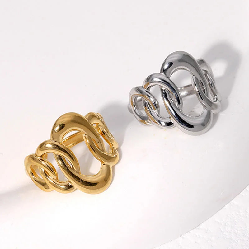 Niche Ellipse Geometric Stainless Steel Electroplating Rings
