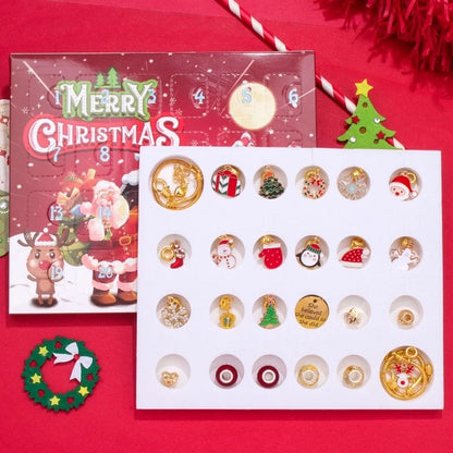 1 Set Zinc Alloy Christmas Tree Santa Claus Snowman Advent Calendar Jewelry Accessories