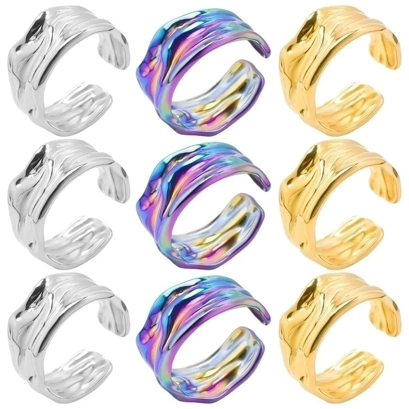 Hip-Hop Geometric 304 Stainless Steel 18K Gold Plated Plating Open Ring