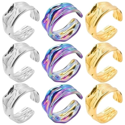 Hip-Hop Geometric 304 Stainless Steel 18K Gold Plated Plating Open Ring