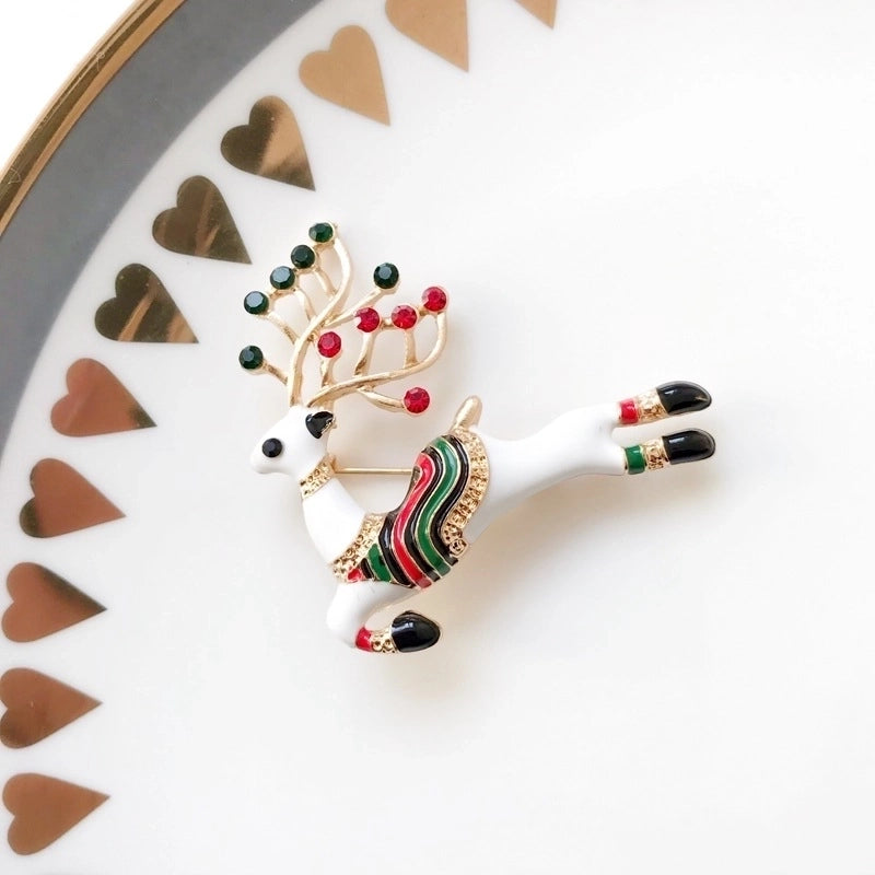 Cute Pin Christmas Tree Snowman Alloy Rhinestone Enamel Women'S Brooches