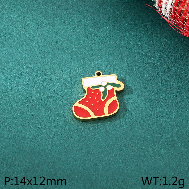 Diy Christmas Elements Oil Drop Stainless Steel Accessories Pendant Christmas Tree Santa Claus Snowman Reindeer