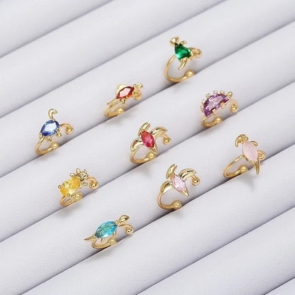 Fashion Dinosaur Copper Artificial Gemstones Earrings