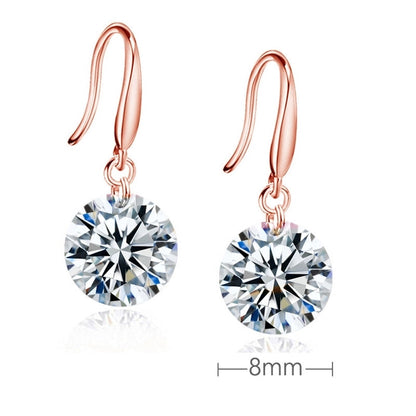 1 Pair Minimalist Round Inlay Copper Zircon Drop Earrings