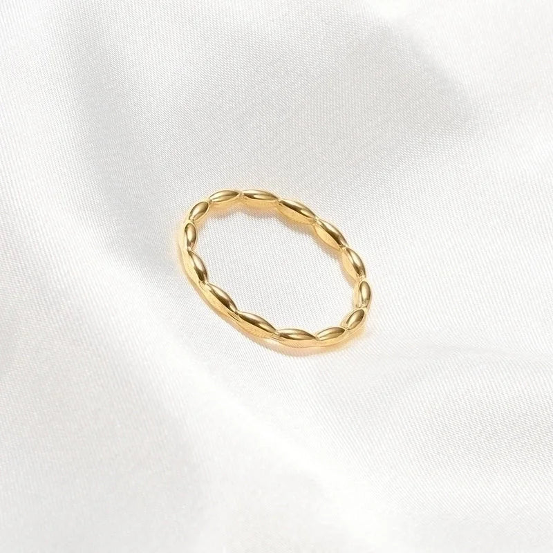 Minimalist Solid Color Titanium Steel 18K Gold Plated Plating Rings