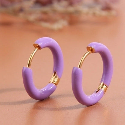 1 Pair Minimalist Triangle Circle Heart Shape Stainless Steel Hoop Earrings