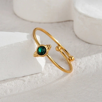 Elegant Glittery 304 Stainless Steel 14K Gold Plated Plating Rings