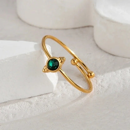 Elegant Glittery 304 Stainless Steel 14K Gold Plated Plating Rings