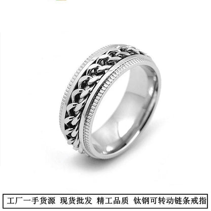 New Fashion Anti-anxiety Rotating Titanium Steel Decompression Couple Ring
