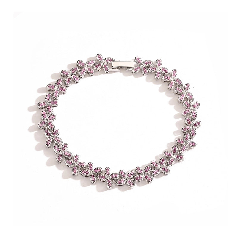 Copper 18K Gold Plated Plating Inlay Butterfly Zircon Bracelets Necklace