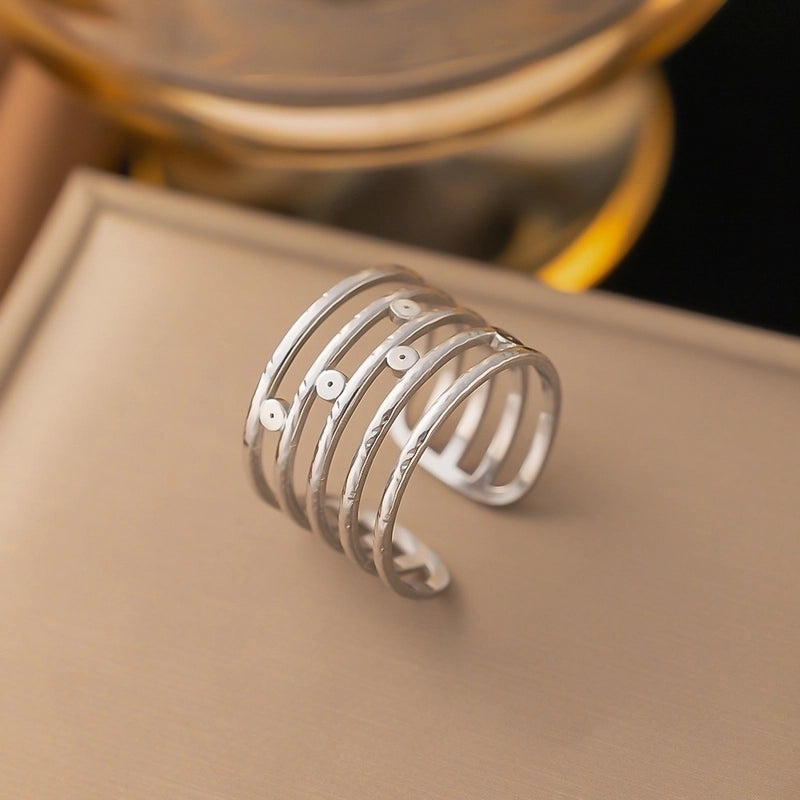 3 Pieces Minimalist Solid Color Titanium Steel Plating Rings