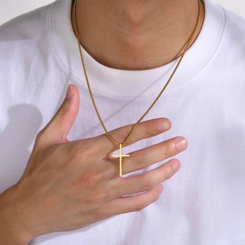 Jewelry Religion Cross 304 Stainless Steel Pendant Necklace