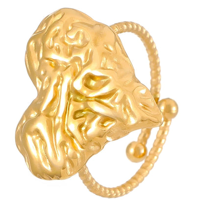 Marine Style Minimalist Starfish Crab Shell Titanium Steel 18K Gold Plated Open Rings