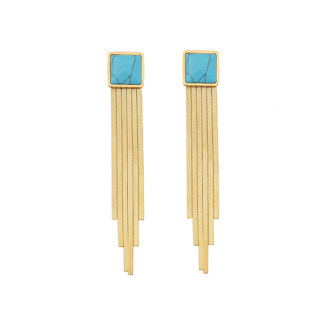 Fashion Ellipse Quadrilateral Geometric Stainless Steel Electroplating Stud Earrings