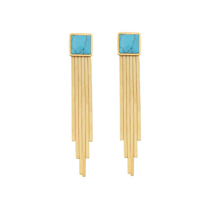 Fashion Ellipse Quadrilateral Geometric Stainless Steel Electroplating Stud Earrings