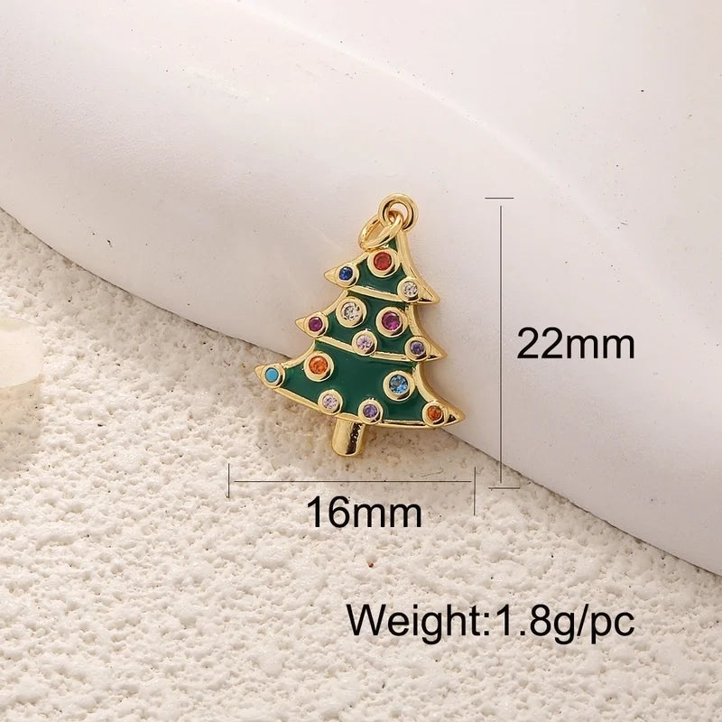 1 Piece 12*17mm 15 * 20mm 18 * 22mm Copper Christmas Tree Flower Snowflake Jewelry Accessories Pendant