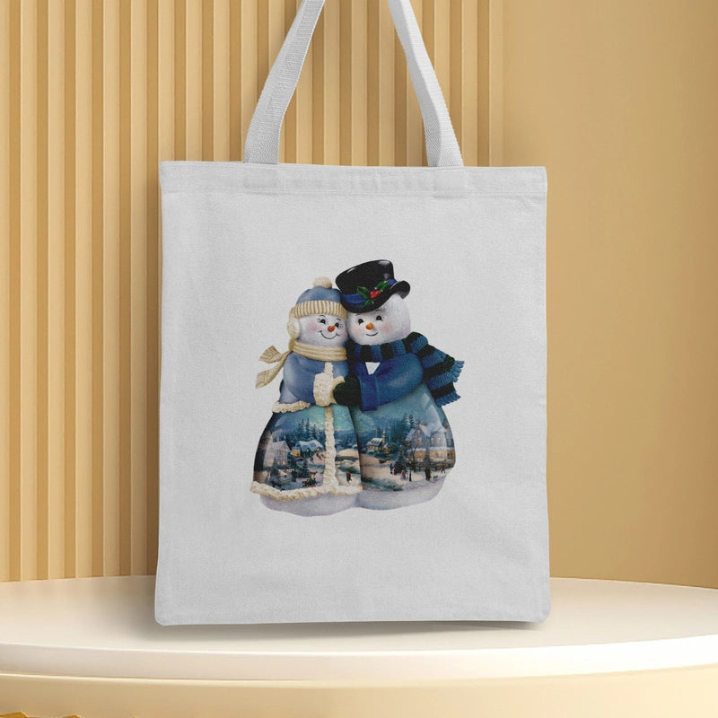 Christmas Unisex Polyester Christmas House Christmas Tree Santa Claus Cute Square Open Handbag