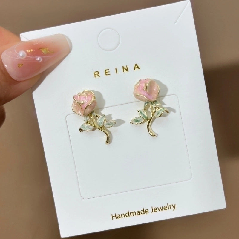 1 Pair Fashion Leaf Flower Bow Knot Imitation Pearl Alloy Rhinestones Earrings