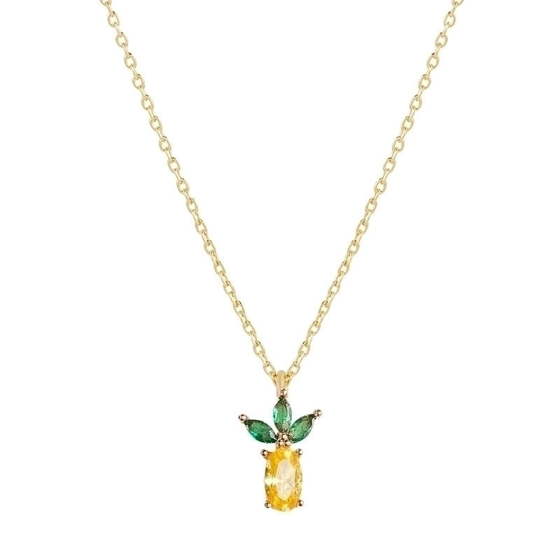 Cherry Peach Tropical Fruit Pendant Copper Inlaid Zircon Necklace