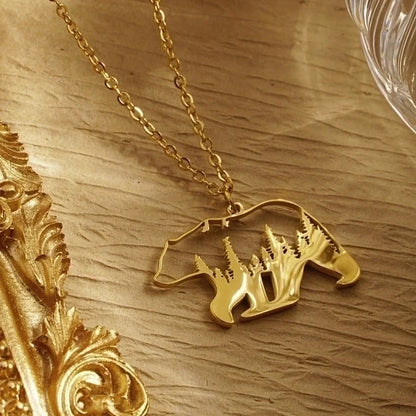 304 Stainless Steel 18K Gold Plated Minimalist Plating Hollow Out Animal Pendant Necklace