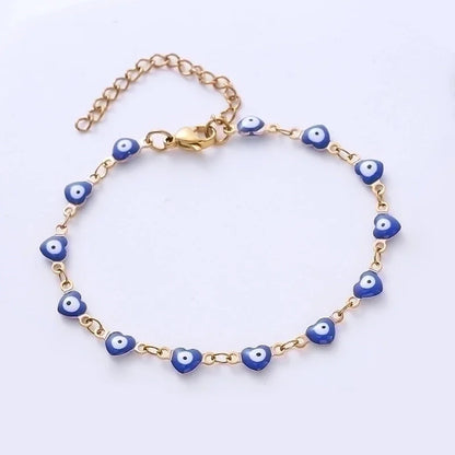 Classic Style Devil'S Eye Heart Shape 304 Stainless Steel 18K Gold Plated No Inlaid Stainless Steel Bracelets In Bulk