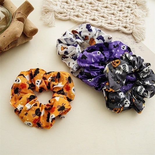 Halloween Funny Women's Skull Satin Handmade Hair Tie
