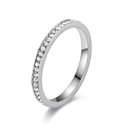 Minimalist Circle Stainless Steel Inlay Zircon Rings