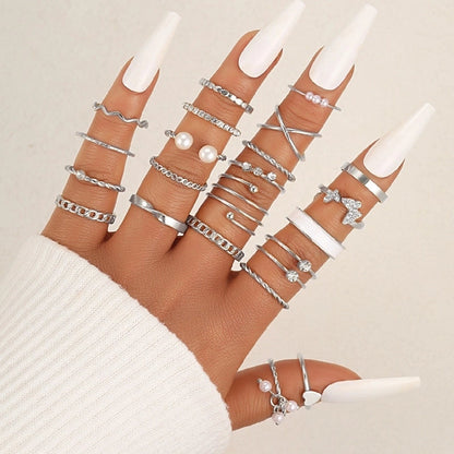 Casual Minimalist Heart Shape Flower Butterfly Alloy Inlay Pearl Zircon Women's Open Rings Rings