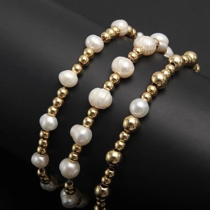 Minimalist Geometric Color Block Stainless Steel Artificial Pearl Plating 18k Gold Plated Bracelets