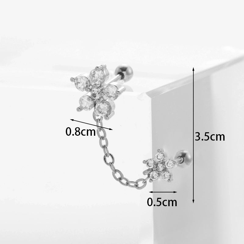 Ear Cartilage Rings & Studs Flower 316L Stainless Steel Copper Inlaid Zircon Zircon