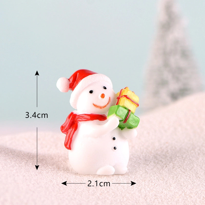Christmas Snowman Micro Landscape Snow Basin Landscaping Small Ornaments Santa Claus Keychain Pendant Resin Gift