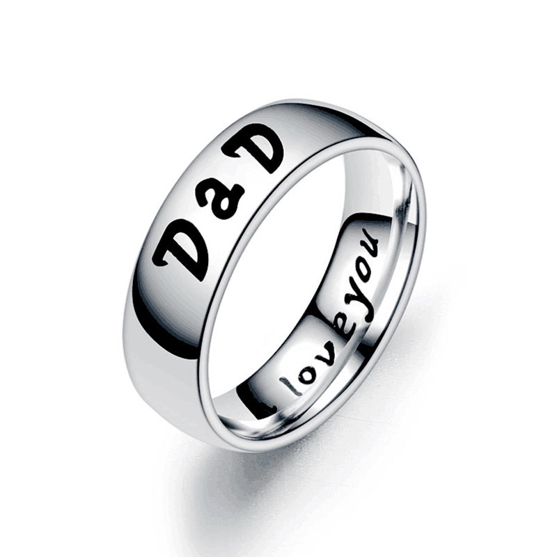 Family Member Letters Stainless Steel Ring