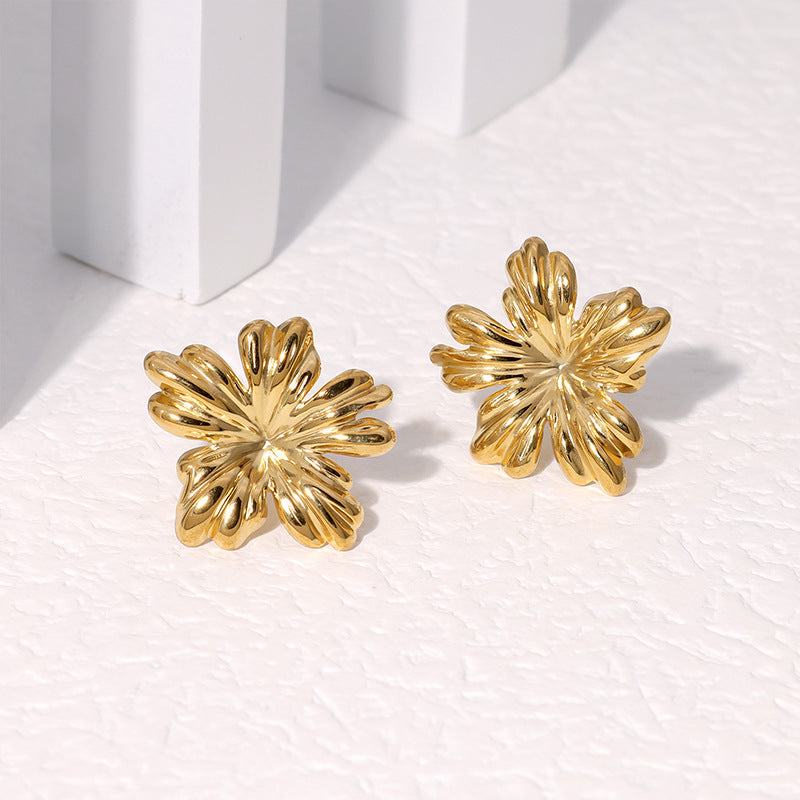 Cute Flower Stainless Steel Electroplating Stud Earrings