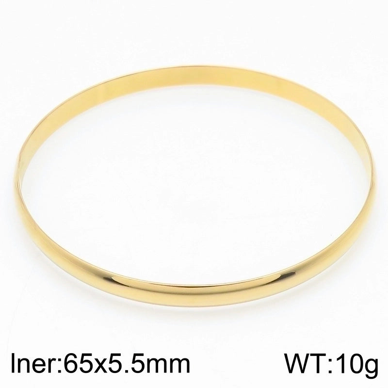 Minimalist Round Stainless Steel 18K Gold Plated Bangle In Bulk