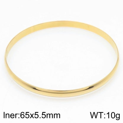 Minimalist Round Stainless Steel 18K Gold Plated Bangle In Bulk