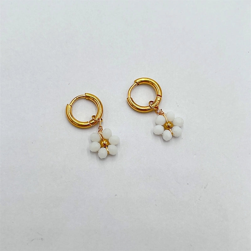 1 Pair Pastoral Flower Inlay 304 Stainless Steel Plastic Stainless Steel Earrings