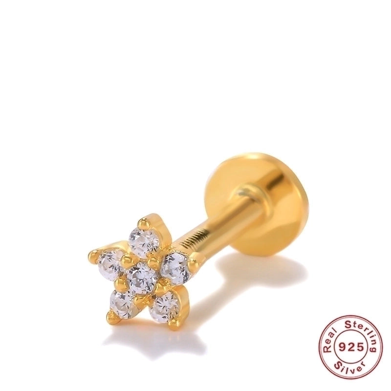 1 Piece Ear Cartilage Rings & Studs Minimalist Geometric 925 Sterling Silver Plating Inlay Zircon