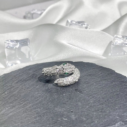 Hip-Hop Cool Style Snake Copper Plating Inlay Rhinestones Open Rings