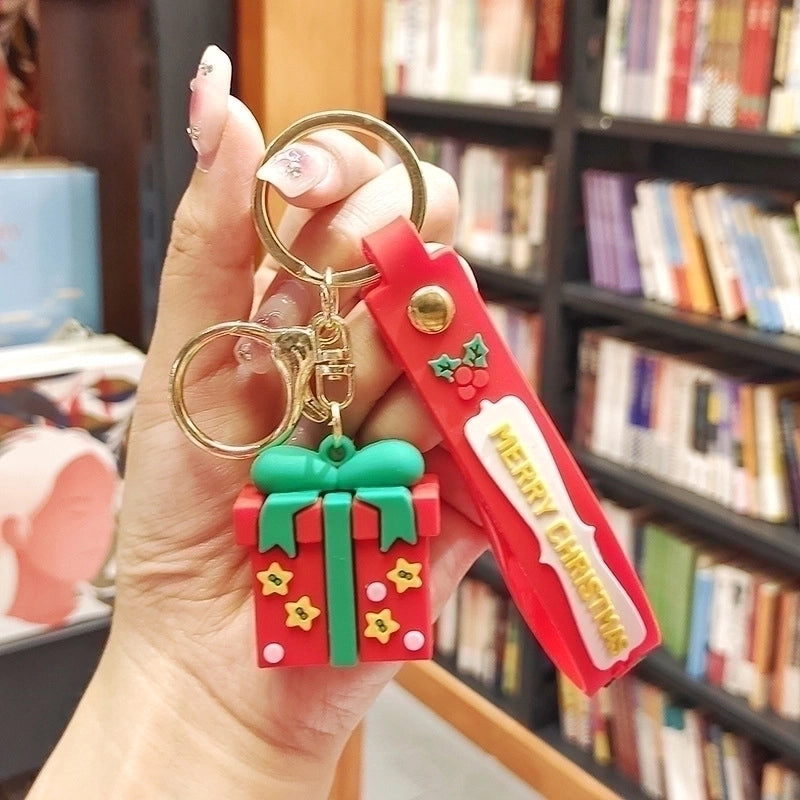 Cute Christmas Tree Santa Claus Elk PVC Metal Christmas Women's Bag Pendant Keychain