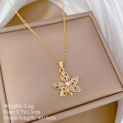 Fashion Geometric Titanium Steel Copper Plating Artificial Diamond Necklace
