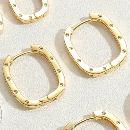 1 Pair Cute Minimalist Commute Square Plating Inlay Copper Zircon 14k Gold Plated White Gold Plated Hoop Earrings
