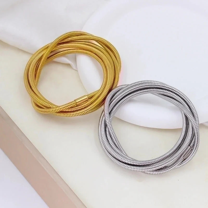 Minimalist Geometric 304 Stainless Steel 18K Gold Plated Bangle In Bulk