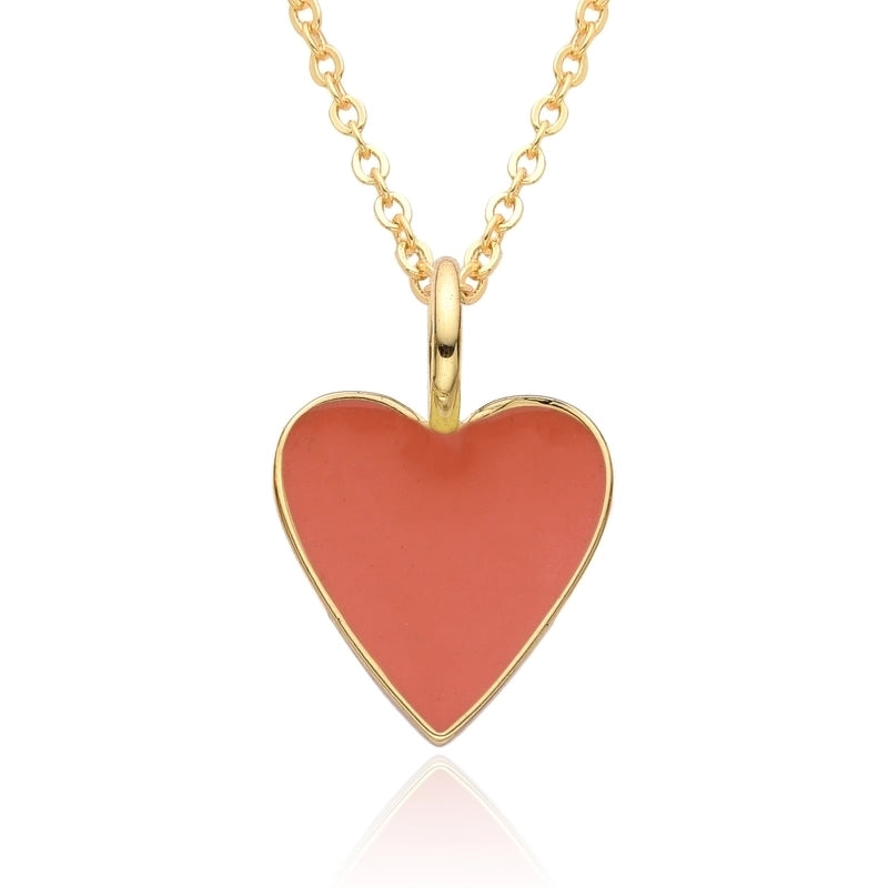 Copper IG Style Minimalist Heart Shape Enamel Plating Pendant Necklace