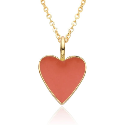 Copper IG Style Minimalist Heart Shape Enamel Plating Pendant Necklace