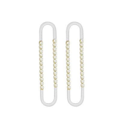 1 Pair Elegant Geometric Plating 304 Stainless Steel Zircon 18K Gold Plated Drop Earrings