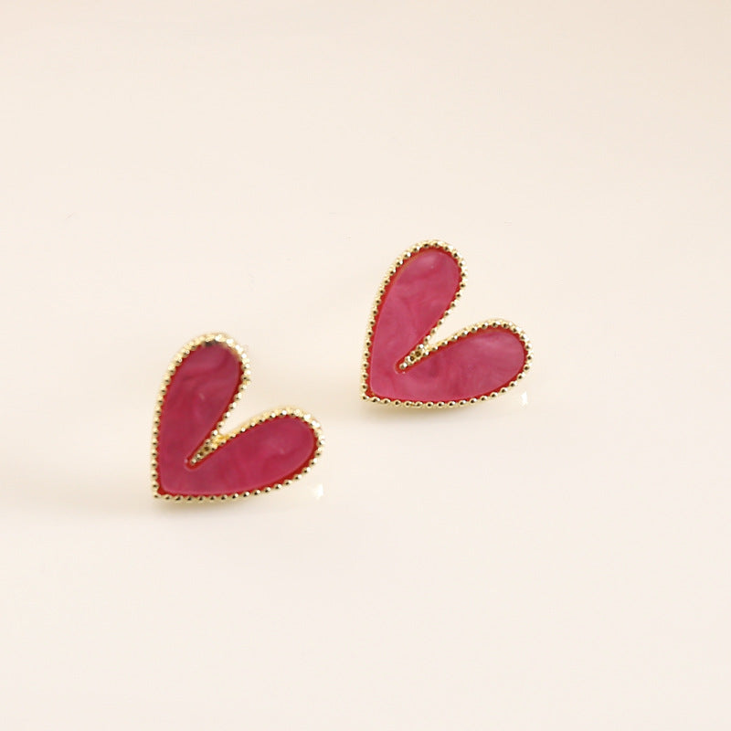 2 Pieces Women Heart Alloy Electroplating Stud Earrings