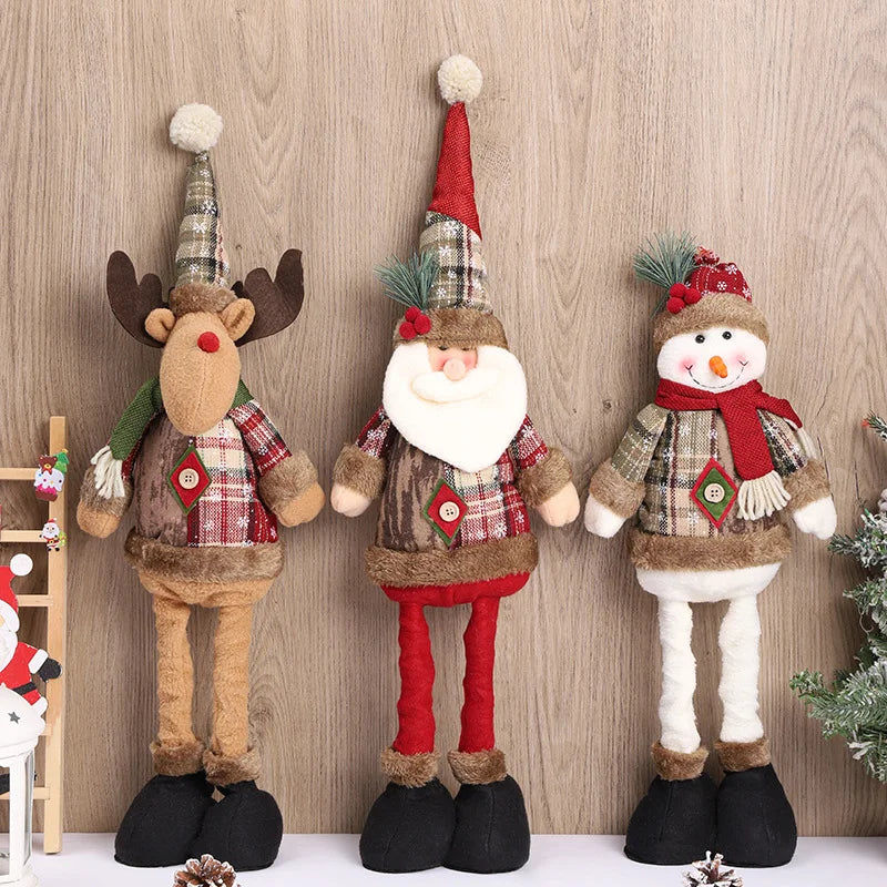 Christmas Vintage Telescopic Doll Window Display Santa Claus Snowman Standing Figure Doll