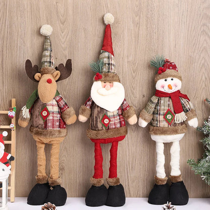 Christmas Vintage Telescopic Doll Window Display Santa Claus Snowman Standing Figure Doll