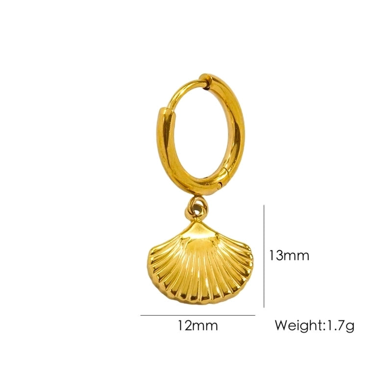 3 Pieces Beach Tortoise Starfish Shell Plating 304 Stainless Steel 14K Gold Plated Earrings